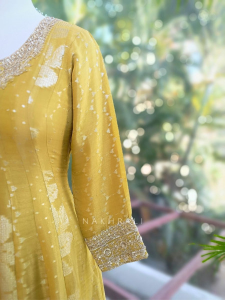 Noorza Mustard Zari Anarkali Set