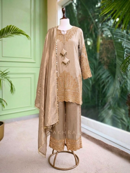 Riyana Beige Suit Set with Cut Dana Embroidery