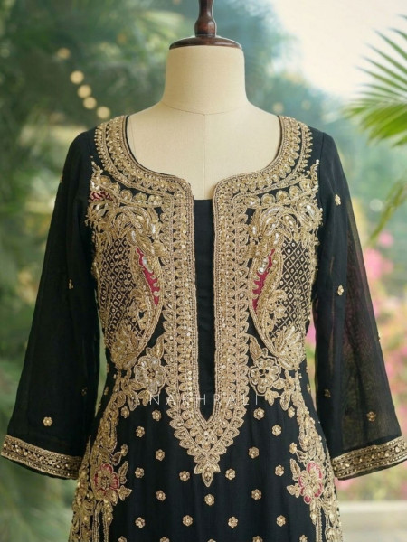 Mystique Black Suit Set Embroidery & Sequin Work