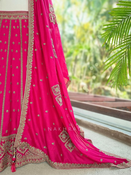 Toshika magenta Lehenga Set with Detailed Embroidery Work
