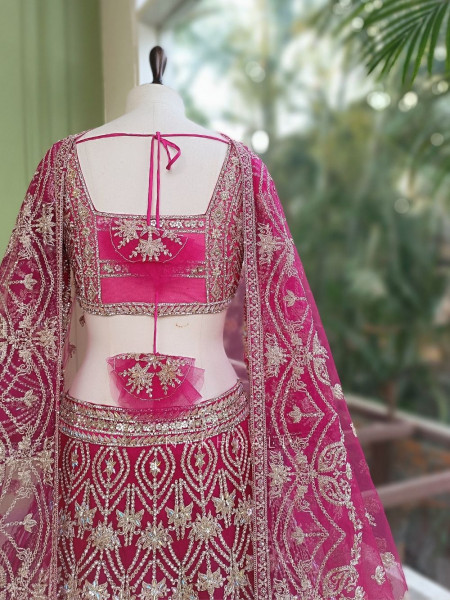 Gulnaar Magenta Lehenga Set with Mirror, Beads and Heavy Embroidery