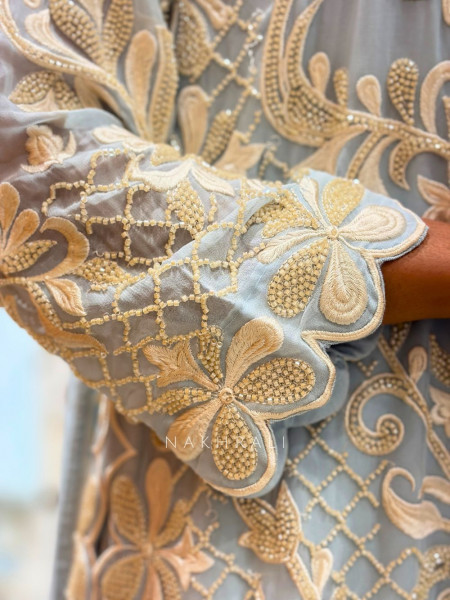 reevaya Light Blue Georgette Kurta Set with Thread Embroidery