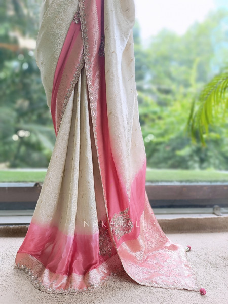 Padmarekha Peach Banarasi Silk Saree with Running Blouse