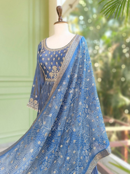 Aurelia Blue Sequin Embroidered Anarkali Set