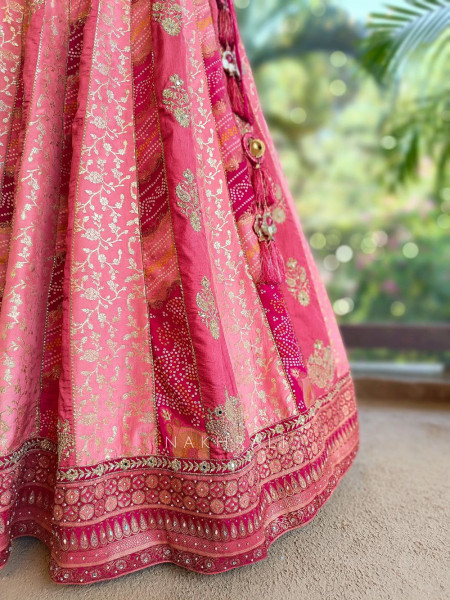 Morbagh Magenta Embroidered Lehenga Set with Mirror Work