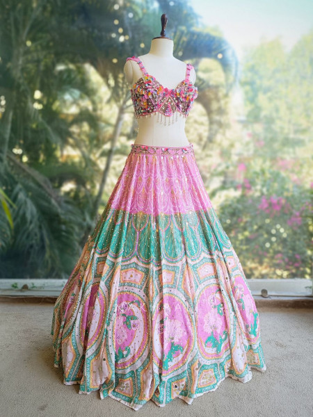Liora Pink Sequin & Beadwork Lehenga Set