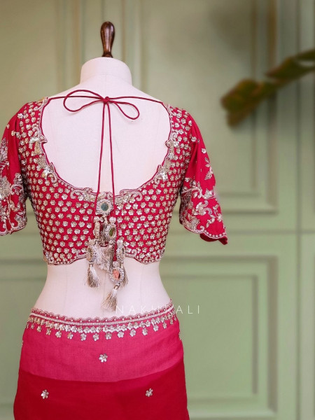 Rubi Red Saree with Readymade Sequin Blouse