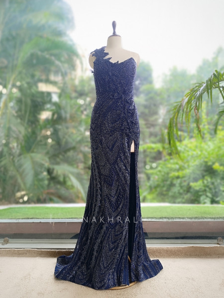 Opal Dawn Blue Gown with Stone, Sequin & Cut Dana Work