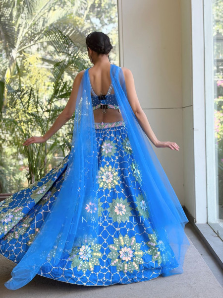 Velmira Blue Lehenga Set with Sequin Bead Work