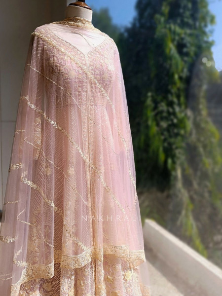 Elvya Purple Embroidered Achkan Lehenga Set