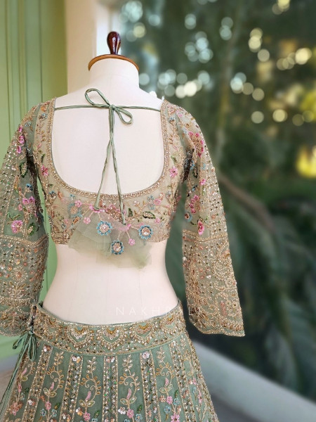 Sylvara Green Embroidered Lehenga Set