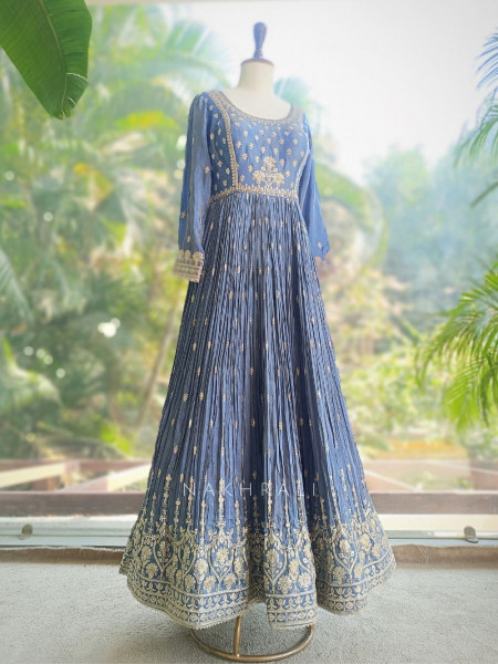 Aurelia Blue Sequin Embroidered Anarkali Set
