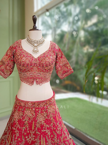 Rajvani Red Raw Silk  Bridal Lehenga