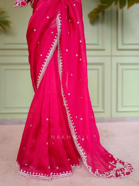 Rubi Red Saree with Readymade Sequin Blouse