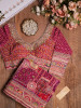 Guzel Wine Gajji Silk Saree with Mosaic Print