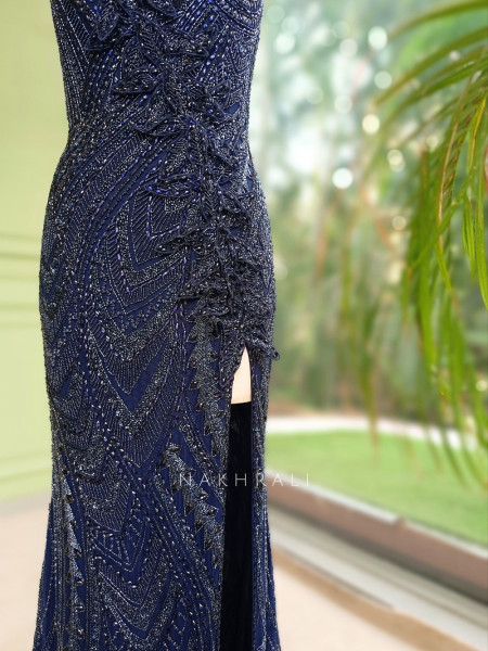 Opal Dawn Blue Gown with Stone, Sequin & Cut Dana Work