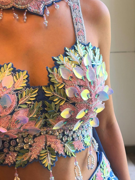 Velmira Blue Lehenga Set with Sequin Bead Work