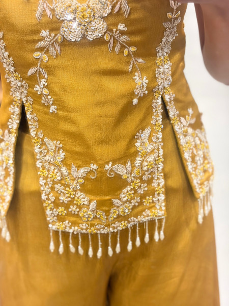 Marigold Ivana Mustard Halter Sharara Co-Ord Set