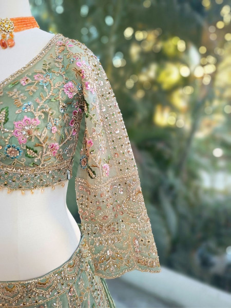 Sylvara Green Embroidered Lehenga Set