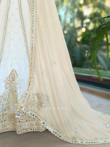 Sitara Sheesh White Designer Lehenga Set