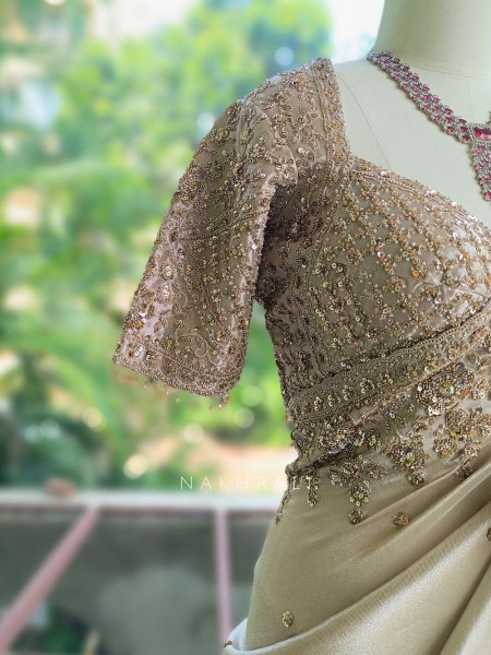 Dhwani Beige Saree With Sequin & Embroidery
