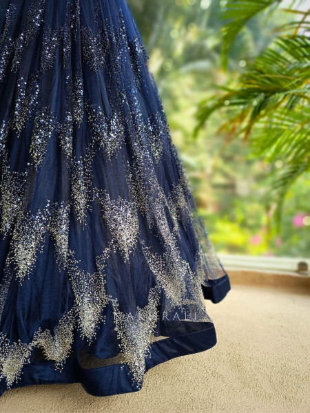 Kyanite Blue Sequin & Cut Dana Lehenga Set