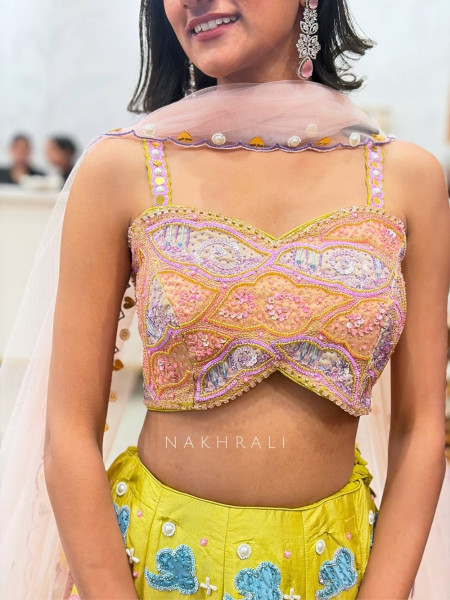 Kiyara Yellow Indo Western Lehenga with Beads Sequin Work