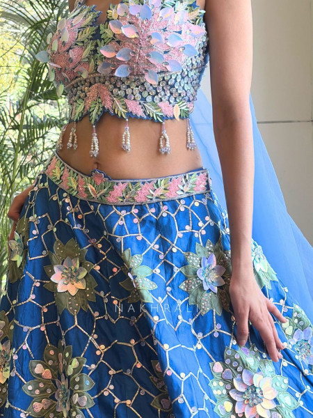 Velmira Blue Lehenga Set with Sequin Bead Work