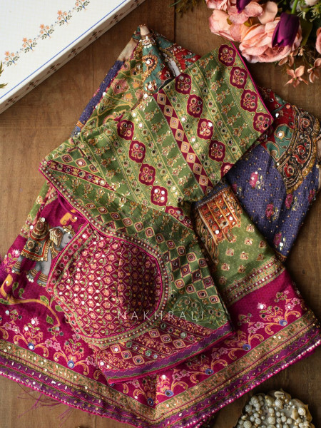 Nrityagopi Multicolor Modal Satin Silk Pichwai Printed Saree with Mirror & Zari Work