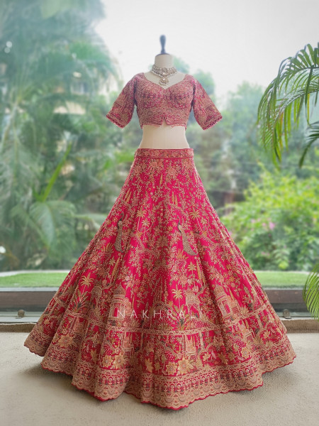 Rajvani Red Raw Silk  Bridal Lehenga