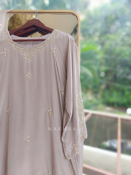 Suvira Pink Georgette Straight Suit Set
