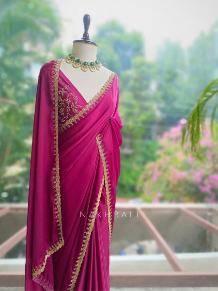Stellar Wine Saree with Running Blouse