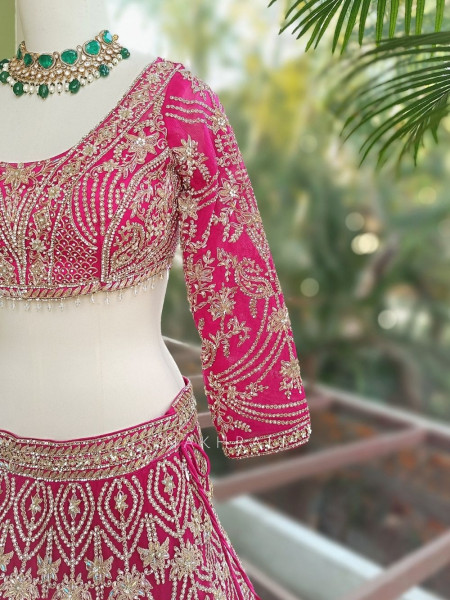 Gulnaar Magenta Lehenga Set with Mirror, Beads and Heavy Embroidery