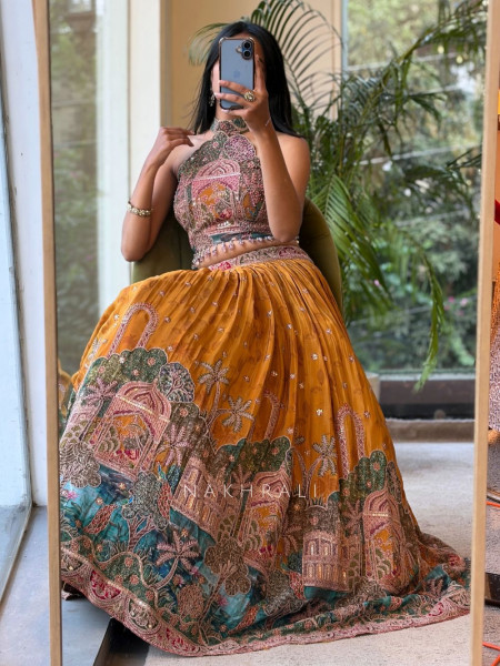 Jharokha Tales Yellow Lehenga with Pichwai-Inspired Embroidery