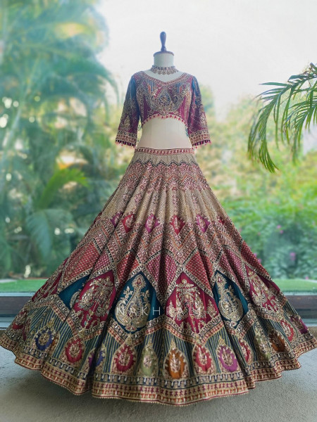 Milan Multicolor Lehenga With Zardozi, Dori, Resham & Mirror Embroidery