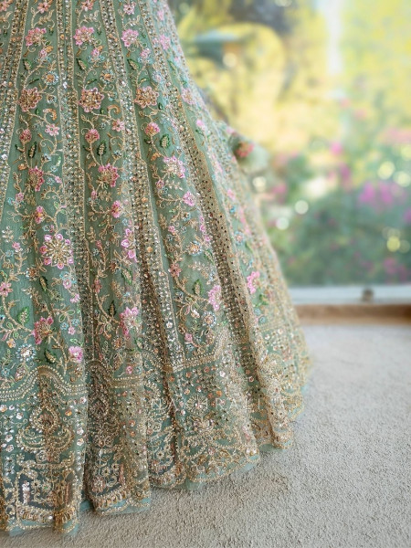 Sylvara Green Embroidered Lehenga Set