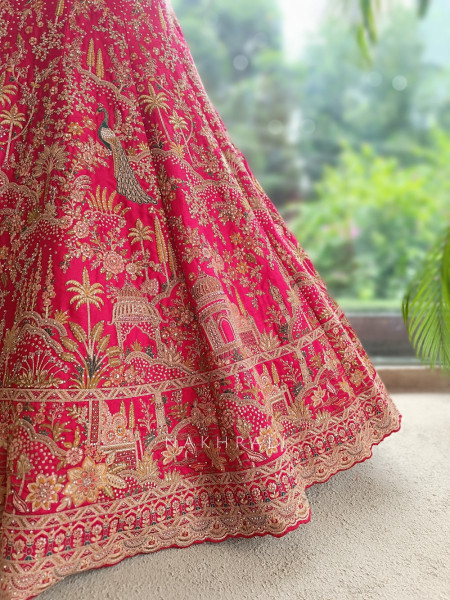 Rajvani Red Raw Silk  Bridal Lehenga