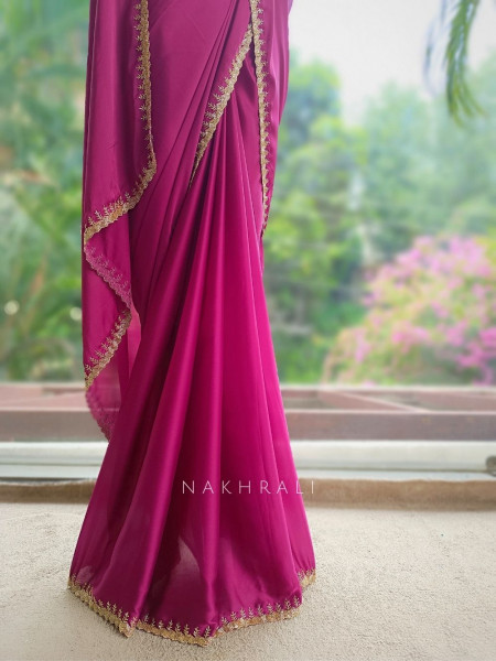 Stellar Wine Saree with Running Blouse