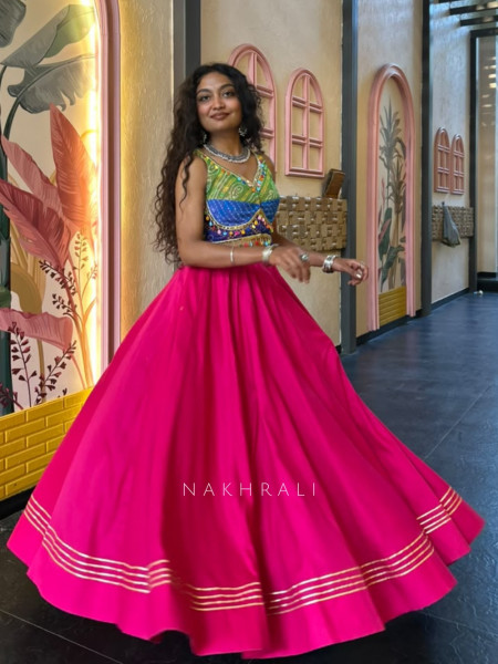 Floretta Magenta Flared Skirt
