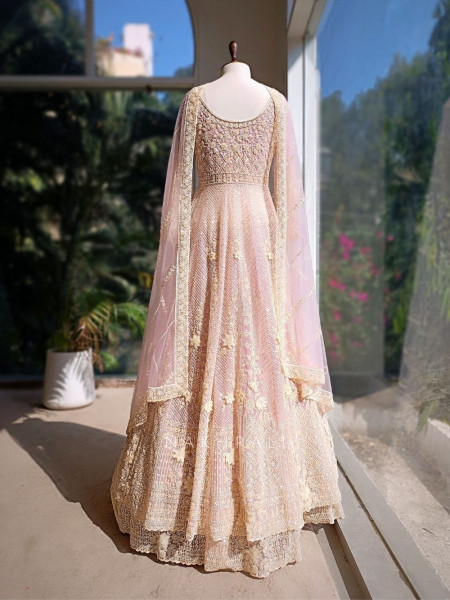 Elvya Purple Embroidered Achkan Lehenga Set