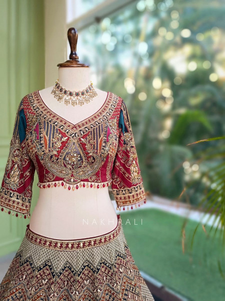 Milan Multicolor Lehenga With Zardozi, Dori, Resham & Mirror Embroidery