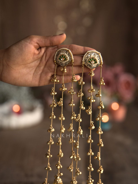 Zeenat Pink Kashmiri Long Drop Earrings