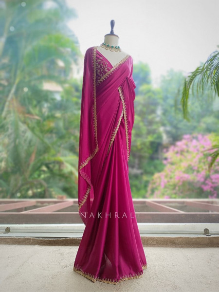 Stellar Wine Saree with Running Blouse