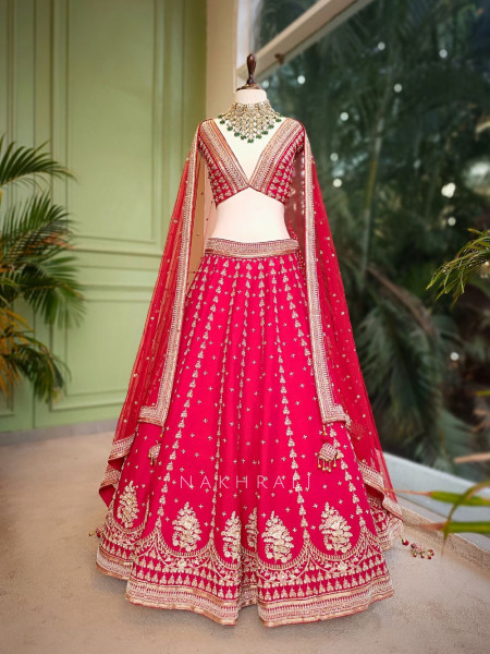 Elysia Red Bridal Lehenga with Zari Sequin Embroidery