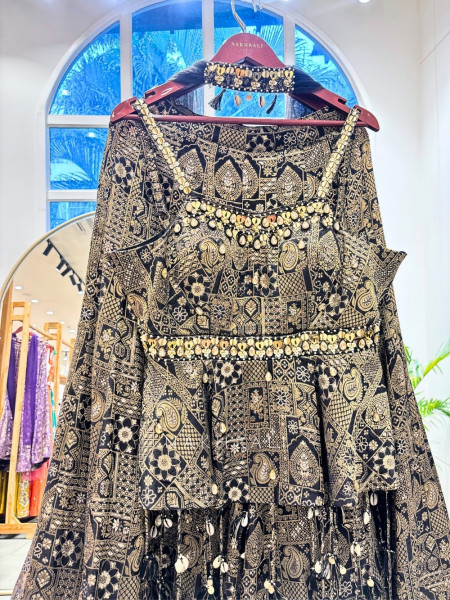 Cleo Black Multicolor – Brocade Silk Indo-Western Set