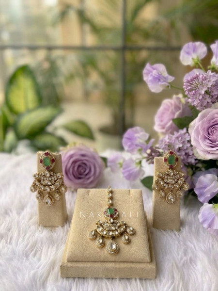Taruni Pista Green Choker Necklace Set with Kundan-Style Stone Work