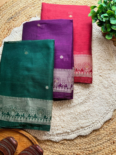 Elegant Woven Border Green Color Dress Material