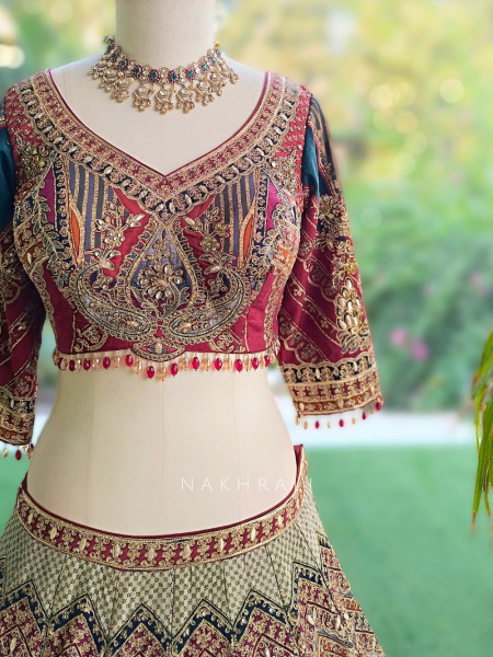 Milan Multicolor Lehenga With Zardozi, Dori, Resham & Mirror Embroidery