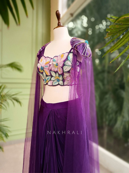 Viola Bloom Sequin Embroidered Dhoti Skirt Set