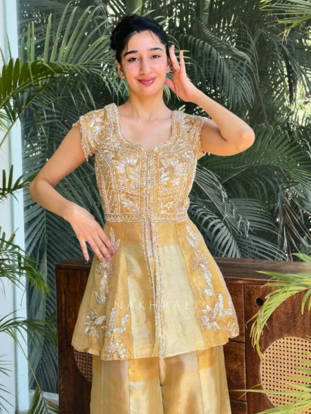 Tejasvi Golden Sequin Beaded Suit Set